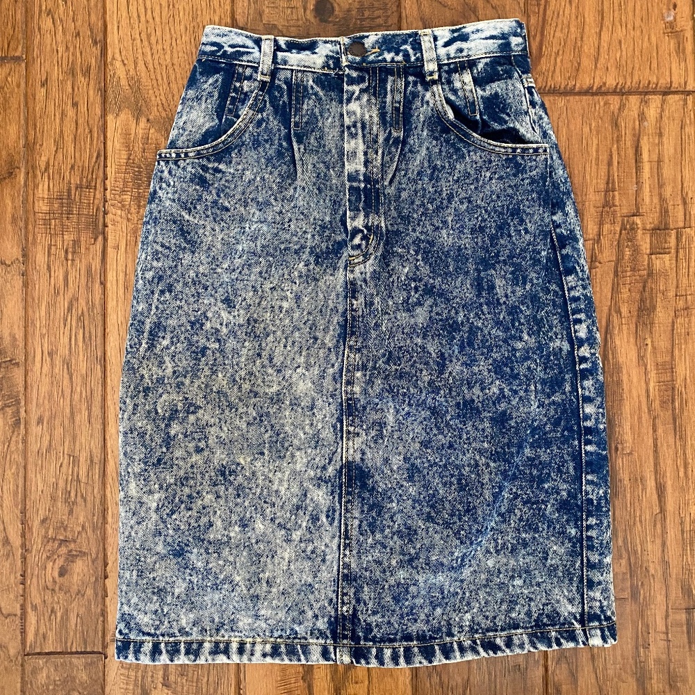 Made in The Shade 90s Vintage Vintage Acid Wash Denim Skirt, Size